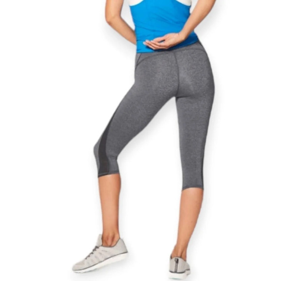 Lululemon Train Times 17" Crop High Rise Leggings Heathered Gray with Mesh 4 - Picture 2 of 13